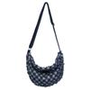 Bolso de mezclilla a cuadros Moda para mujer Nuevo bolso media luna Personalizado Versátil Bolso de axila Gran capacidad Un solo hombro Bandolera