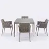 Mesa y Sillas de Cuerda para Exteriores Mesa de Comedor para Patio Jardín Silla de Ratán para Exteriores Balcón de Hotel Mesa Larga Impermeable de Pizarra Ocio