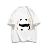 Camiseta de Manga Corta de Algodón Puro con Estampado Lindo y Moderno de Panda Estilo Pareja Verano Estilo Bf Top Casual para Hombres y Mujeres