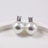 Pendientes Clásicos de la Princesa Diana Perla Shijia Imitación Aurora Agua de Mar Akoya Plata de Ley Zirconia Pendientes Aguja de Plata 925