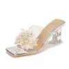 Sandalias de Verano Abiertas Cómodas para los Pies, Mules de Fiesta, Nuevos Tacones de Aguja de Punta Fina con Pedrería Estilo Francés 2025 para Mujer