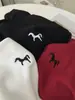 Camiseta de Manga Corta con Cuello Redondo Bordada de Poni, Suave Cepillada, de Lana Australiana para Mujer, Camiseta Base Versátil y Cálida Engrosada para Principios de Primavera