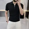 Camisa Polo de Verano 2026 Nueva de Gama Alta con Media Cremallera y Cuello Campana para Hombre, Camiseta de Punto Casual de Negocios de Manga Corta, Venta Directa