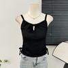 Chaleco de encaje con lazo y almohadilla para el pecho estilo Pure Desire para mujer, verano 2025, nueva camiseta básica corta para chica atractiva