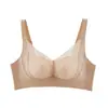 Ropa interior para mujer para pechos pequeños, push-up, sin varillas laterales, modal de seda, masaje, copa lisa, recoge los pechos laterales, cómodo, sujetador de cero sensación