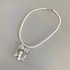 Collar de perlas con lazo para chica cool dulce y sexy de moda personalizada estilo nicho europeo y americano