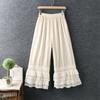 Calça Legging de Renda Estilo Mori Girl Japonês Fresco Solta Versátil Perna Larga Comprimento no Tornozelo Calça de Verão Novo Estilo