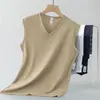 Chaleco de Algodón Modal Seda de Hielo para Hombre Color Sólido Blanco Antibacteriano Antiácaros Fresco Secado Rápido Cuello en V Sin Mangas Camiseta Chaleco Deportivo