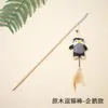 Palo Juguete para Gatos de Madera Natural con Diseño de Juguete de Tela de Dibujos Animados, Elástico y Resistente a Mordidas, Juguete Interactivo para Gatos para Aliviar el Aburrimiento, Suministros para Mascotas