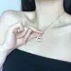 Collar Colgante de Calabaza Rosa con Diamantes Elegante Retro Nuevo Estilo Chinoiserie Lujo Elegante Gama Alta Cadena para Clavícula Estilo Ins para Mujeres