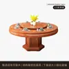 Mesa de Comedor Redonda de Madera Maciza de Palisandro Chino con Sillas, Mesa Redonda Antigua con Compartimento de Almacenamiento, Mesa de Comedor para Apartamento Pequeño con Plato Giratorio