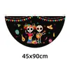 Día de Muertos Mexicano Tela de Fondo Abanico Forma de Bandera Bandera de Decoración para Fiesta Fiesta de Carnaval Día de Muertos Pareados Cortina para Puerta