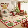 Tapete de sala de estar com tema de Natal, tapete festivo vermelho para mesa de centro, tapete de cabeceira para quarto, tapete decorativo de chão para casa