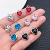 Colgante colorido en forma de corazón con incrustaciones de diamantes, accesorios de joyería hechos a mano para bricolaje, pendientes, llaveros, pequeños colgantes de aleación electrochapada