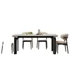 Mesa de jantar em laje de rocha, adequada para apartamentos pequenos, conjunto de mesa e cadeiras de jantar, tema de elefante, design retrô, retangular, moderno e minimalista