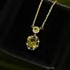 Colar Pingente Oval de Zircônia Banhado a Ouro Real 18K Corrente de Clavícula Simples Elegante Retrô Luxo Acessível Colar de Alta Qualidade