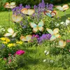 Borboletas artificiais translúcidas azul claro estampadas com hastes, um conjunto de 12, decorações de jardim para exterior, inserções para quintal
