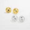 Aretes Simples Retro de Estilo Coreano para Mujer Plata Esterlina S925 Redondos Diamante a Cuadros Nueva Moda Lujo Ligero Estilo TikTok