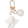Chaveiro Pingente Ins Tendência Anjo de Asas Brancas Bola Colorida de Gelatina Acessório Personalizado para Bolsa e Capa de Fone de Ouvido