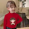 Y2012# camisa básica de veludo com gola semi-alta para meninos casaco quente forrado com fleece outono e inverno para meninas inverno infantil tendência