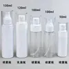 Botella de Spray Fijador de Maquillaje de 50-130ml, Botella Blanca de Loción para Mascotas, Botella de Cobertura Total de Doble Capa, Botella Dispensadora de Cosméticos de Emulsión Acuosa