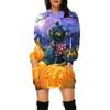 Fabricantes transfronterizos europeos y americanos suministran directamente suéter de impresión digital 3D para mujer, sudadera casual con capucha y bolsillo para Halloween