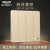 Delixi Socket de Interruptor Ultradelgado Panel de Enchufe Grande Plano Enchufe Dorado Marco de Acero Dorado Shisha Panel Simple 86
