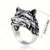 Anillo Vintage de Cabeza de Lobo para Hombre, Anillo Ajustable de Moda Hip-Hop con Elementos Animales, Exagerado y Audaz
