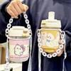 Taza de agua de plástico linda para niños y estudiantes Ins de alto valor nueva portátil resistente a altas temperaturas de gran capacidad con popote