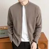 Chaqueta cárdigan con cremallera 100% lana de oveja para hombre, Chaqueta de punto de lana para hombre para el otoño y el invierno, para el día a día y los desplazamientos