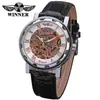 T-Winner/Victor 8008 Correa de Cuero Hueco Reloj Mecánico Resistente al Agua Casual Reloj de Pulsera de Cuero Reloj Mecánico de Comercio Exterior