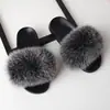 Sapatos de Pelo de Raposa Real Europeus e Americanos para Comércio Exterior Femininos Verão Pelo de Pele Chinelos Sandálias Baixas Pelo de Guaxinim