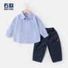 Conjunto de Outono para Meninos Estilo Academia Europeia Roupa Infantil para Bebês Camisa de Manga Comprida Calça Longa Roupas Infantis Camisa de Bebê Calça Casual Meninos