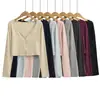 Cárdigan ligero de Tencel con cuello en V y manga larga, chaqueta versátil de verano ajustada y corta de dos botones para protección solar, adecuada para usar en capas.
