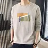 Camisetas de Manga Longa para Homens, Tops de Primavera e Outono, Camisas Base, Moletons, Roupas Masculinas Tendência Soltas de Tamanho Grande