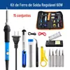 Ferro de soldar elétrico com controle de temperatura para uso doméstico, 60W, caneta de solda, calibre americano, 110V, kit de ferramentas Luo para atacado.