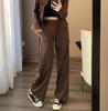 Calça de Yoga Perna Reta Elástica Cintura Alta Perna Larga Solta Fitness Corrida Esportes Calça Longa para Mulheres 25 Outono Novo Cordão