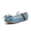 Zapatos de Cenicienta Congelados 2024 Primavera y Otoño Coreanos Boca Baja Lentejuela Flor Cristal Zapatos de Presentación Suela Blanda Zapatos para Niños