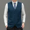 Suéter cárdigan de un solo botón para hombre Otoño/Invierno Chaleco de punto de color liso para hombre Chaleco de lana grueso sin mangas para hombre