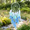 Atrapasueños Estilo Bosque Pluma Carrillón de Viento Colgante Flor Soñadora Tipo Hada Decoración de Pared Girly para Dormitorio