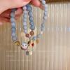 Pulsera de Cuentas Estilo Étnico Retro Creativo para Mujer Gato de la Suerte de Cerámica Transportador Pulsera de Perlas y Cristal Diseño de Nicho Sentido del Diseño