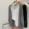 Cardigan Delgado Gris de Estilo Coreano Miu-Style Protector Solar de Moda para Mujer de Este Año, Nueva Ropa Exterior Elegante, Top Negro