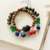 Joyería de cerámica de Jingdezhen pulsera de doble anillo estilo étnico pulsera multicapa hecha a mano mariposa con cuentas puesto de regalo para parejas