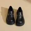 Mocasines de plataforma estilo británico para mujer, nueva colección primavera 2026, zapatos de cuero negro, zapatos slip-on versátiles y casuales