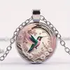 Colar de Pedra Preciosa Time de Beija-flor Animal Pequeno Fofo Moda Liga de Metal Pingente de Vidro Incrustado Colar de Moda Feminino