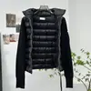 Chaqueta de plumas de punto para mujer con cuello alto Mengjia, abrigo cárdigan ligero de lana y plumas, estilo de invierno de alta gama