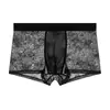 Venta al por mayor de Ropa Interior para Hombre Huajielong de Color Sólido Texturizado de Seda de Hielo, Boxer Ajustado de Cintura Media Transpirable para Hombre, Disponible para Dropshipping