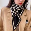 Bufanda Cálida de Invierno para Mujer 2024 Cuadros Príncipe de Gales Pequeños Borde Diagonal Versátil Calentador de Cuello con Borde de Borlas Cuadros