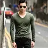 Camiseta de Manga Larga para Hombre de Color Sólido con Cuello en V Camiseta de Manga Larga para Hombre de Color Sólido Camiseta Base Casual para Primavera y Otoño Personalización