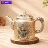 Popular tetera giratoria de dragón y fénix de latón, petaca, hervidor, adorno decorativo creativo para escritorio, tetera pequeña, en stock de fábrica